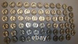 Lot Of 65 1964 Quarters Silver. 25 Cent Pieces