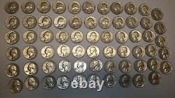 Lot Of 65 1964 Quarters Silver. 25 Cent Pieces