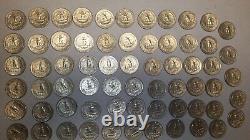 Lot Of 65 1964 Quarters Silver. 25 Cent Pieces