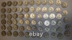 Lot Of 65 1964 Quarters Silver. 25 Cent Pieces