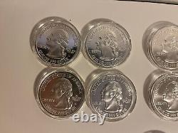 Lot of 13 Giant US Statehood Quarters. 999 Pure Silver 1 oz
