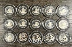 Lot of 15 X 90% Silver Proof Kansas & Oklahoma State Quarters BU in Capsules