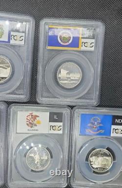 Lot of 4 PCGS 90% Silver Proof State Quarters PR69 DCAM With Flag Stickers