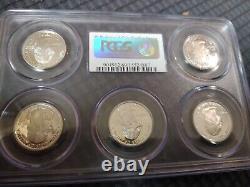 Lot of 5 PCGS 90% Silver Proof State Quarters PR69 DCAM With Flag Stickers
