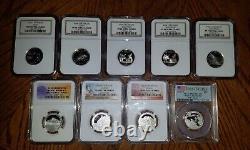 Mixed Lot 9 Ngc Pcgs Silver State & Park Quarters Pf69/pf70