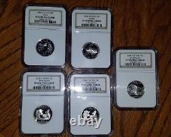 Mixed Lot 9 Ngc Pcgs Silver State & Park Quarters Pf69/pf70