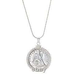 NEW Sterling Silver Twisted Wire Seated Liberty Quarter Coin Pendant 12655