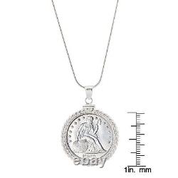 NEW Sterling Silver Twisted Wire Seated Liberty Quarter Coin Pendant 12655
