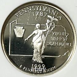 Ngc Pf-70 Ucam! 1999-s Pennsylvania Silver Proof Statehood Quarter