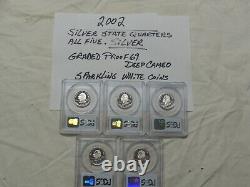 PCGS 2002 SILVER STATE QUARTERS 5 COIN SLAB SET GRADED PF69 by PCGS