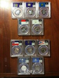 PCGS PR69 1999-2008 50 Silver State Quarters-Complete Set in 3 PCGS Blue Boxes