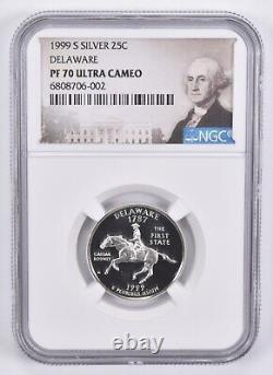 PF70 UCAM 1999-S Silver Washington Quarter Delaware NGC Special Label