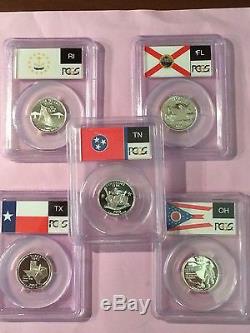 Pick Any 10 Pcgs Pr70dcam Flag Labeled Silver State Quarters-all Frosted Cameos