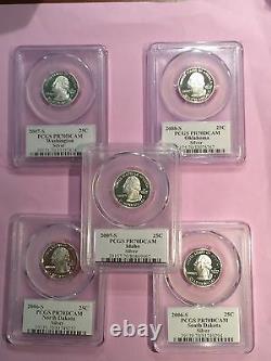 Pick Any 10 Pcgs Pr70dcam Flag Labeled Silver State Quarters-all Frosted Cameos