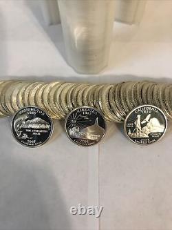 Proof 90% Silver State & National Park Washington Quarter Roll 40 Coins'99-2016