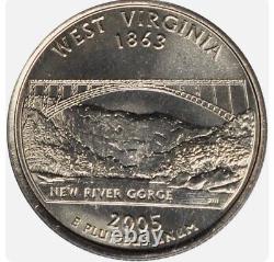 RARE MINT 1863 P Quarter Dollar West Virginia, New River Gorge