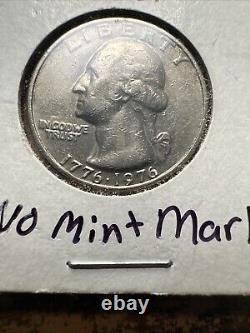 RARE VINTAGE Error U. S. MINT 1776-1976 BICENT QUARTER NO MINT MARK Uncertified