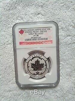 SILVER Canadian 2015 historic coin set graded PF 70, 5 coin set