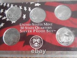 SILVER Proof Quarters, 2000-2009 set, 51 coins, $12.75 face, mostly cameo, roll