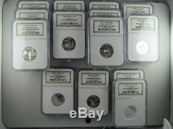 Set of 12 Different State SILVER Proof Quarters -ALL NGC CERTIFIED AS PF-69 UC