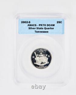Set of 5 2002-S Silver Proof State Quarters ANACS PR70 DCAM Deep Cameo 25c