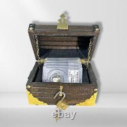 Silver Coins In Handcrafted Treasures Chest Graded Proof State Quarters Included