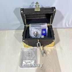 Silver Coins In Handcrafted Treasures Chest Graded Proof State Quarters Included