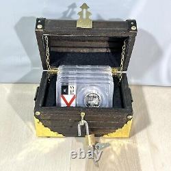 Silver Coins In Handcrafted Treasures Chest Graded Proof State Quarters Included