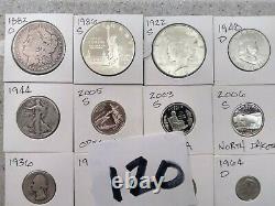 Silver coin lot# 120 all 90% Morgan Peace half dollar dime State Quarters proof