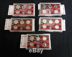 State Quarters Proof Sets (Silver) from 2004-2008, All 5 sets
