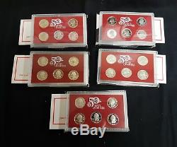 State Quarters Proof Sets (Silver) from 2004-2008, All 5 sets