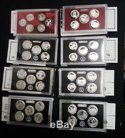 State Quarters Proof Sets (Silver) from 2009-2016, All 8 sets