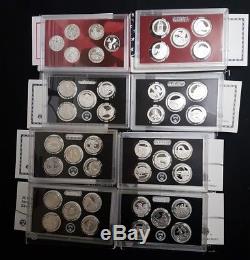 State Quarters Proof Sets (Silver) from 2009-2016, All 8 sets