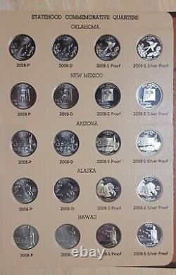 State Quarters, Uncirculated, 1999 2008, P D S & Silver, in 2 Dansco Albums
