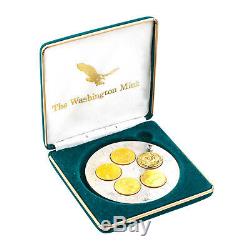 THE WASHINGTON MINT LIBERTY. 999 Fine Silver Gold Plated State Quarters Coins