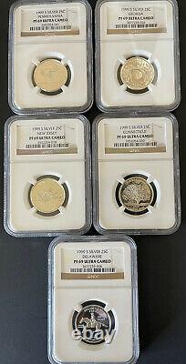 TWO SETS 1999-S SILVER QUARTERS PROOF 25c NGC PF69 ULTRA CAMEO