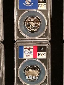 Ten Pcgs Pr70dcam Silver State Quarters-flag Label-includes Rare Wyoming