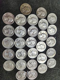 UNITED STATES ROLL OF SILVER QUARTERS-FROM THE 1940's. KM#164