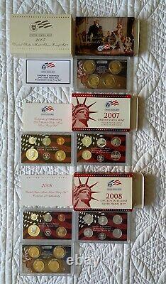 US Mint Silver Proof Sets 1999-2008 - complete sets, 50 State Quarter Series