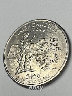 US Quarter Dollar 2000P Massachusetts Silver Mint Coin WashingtonLiberty Reverse