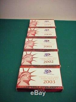 US mint silver proof set State quarters 1999 2000 2001 2002 2003