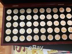 U. S. Statehood Quarters -50 Gold And Silver Highlighted with wooden display
