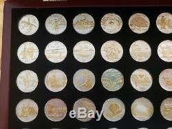 U. S. Statehood Quarters -50 Gold And Silver Highlighted with wooden display