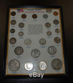 United States 20th Century Type Coins Set in Frame Nice Quarters