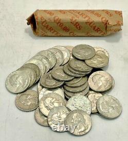 United States Mint Full Roll of 90% Silver 1932 1964 Washington Quarters (40)
