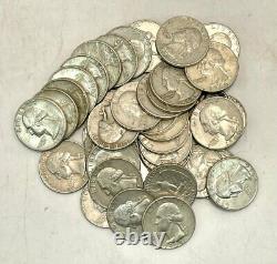 United States Mint Full Roll of 90% Silver 1932 1964 Washington Quarters (40)