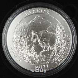 United States Silver Coin America The Beautiful 5 Oz 2011 Glacier, Mt (U. S Mint)