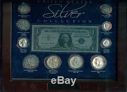 United States Silver Collectionhalf Dollar, Quarters, Dimes, Dollars & Note