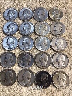 Washington quarters silver Lot Of 20 $5.00 Face Value